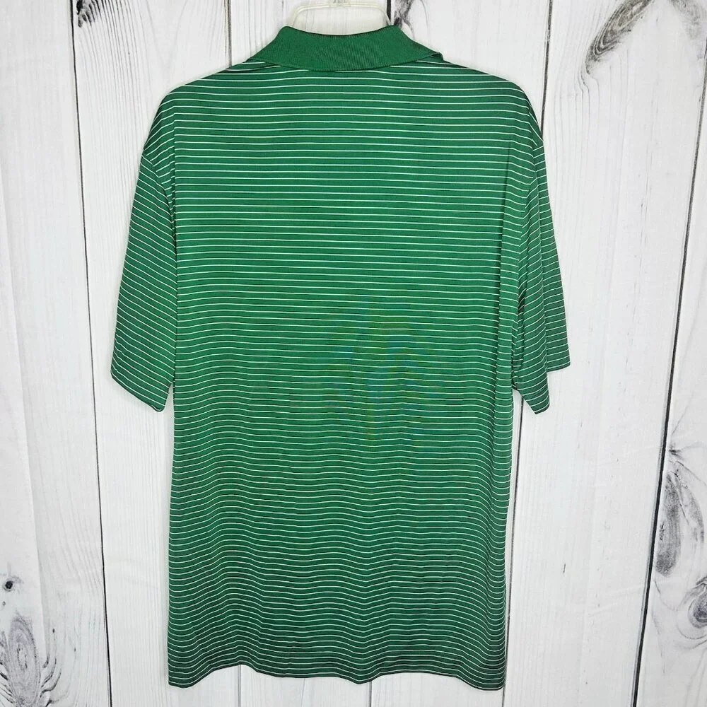 Nike Dartmouth Polo Men's Sz L Green White Striped Embroidered Short Sleeve